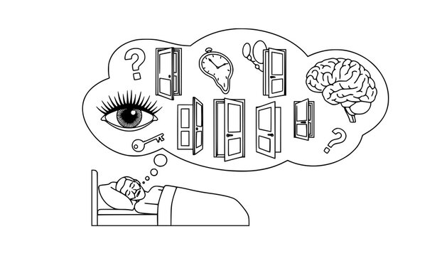Freud Dream Analysis Psychology Vector Illustration