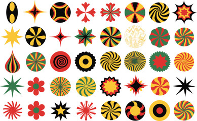 Fototapeta premium Retro abstract starburst and geometric patterns illustration