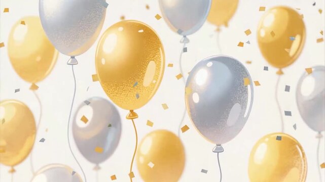 Colorful Party Balloons and Confetti Celebration Background