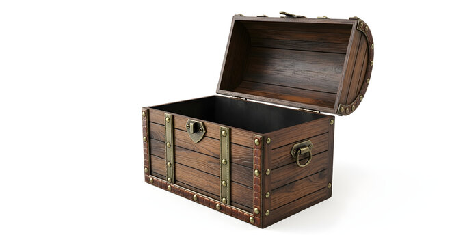Wooden Treasure Chest Empty Interior Display