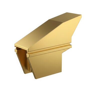 Gold colored exterior house gutter guard on white background