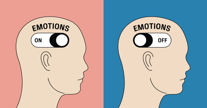 Emotional control a visual representation of switching feelings on and off