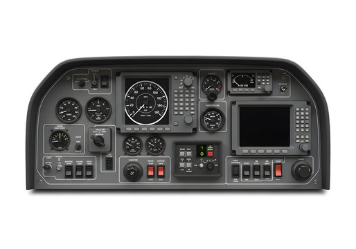 aircraft cockpit control panel with navigation instruments