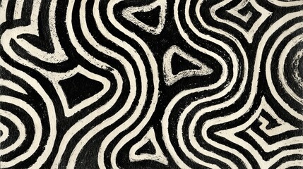 Obraz premium Thick, curved lines create a repeating, unrefined design. Rough, hand-drawn shapes form a natural, abstract pattern.