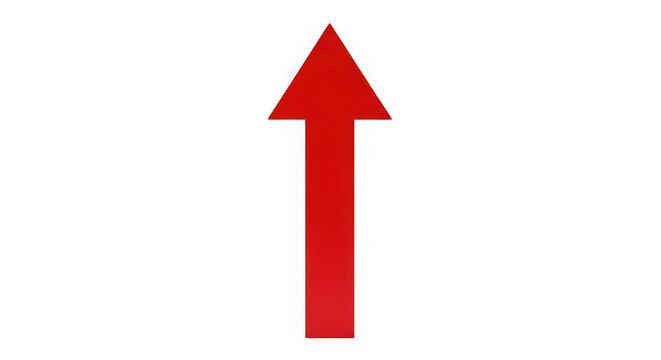 Red upward pointing arrow isolated on transparent background