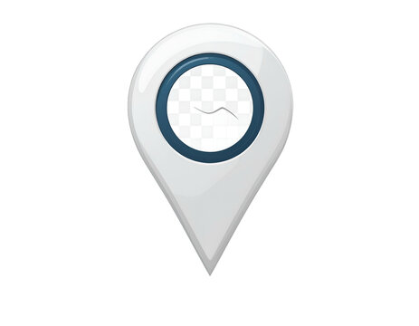 Glossy map pin icon with circular inner graphic