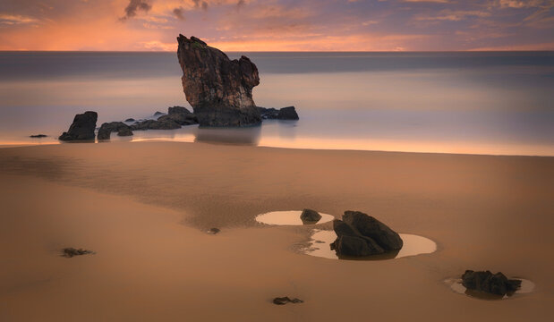 Sunrise on the beach of the Genoveses of Cabo de Gata, Spain