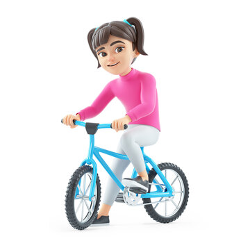 3d girl riding bicycle