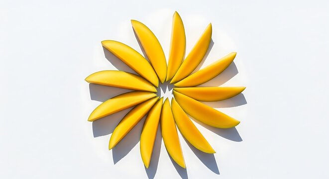 a sliced mango arranged in a circular pattern