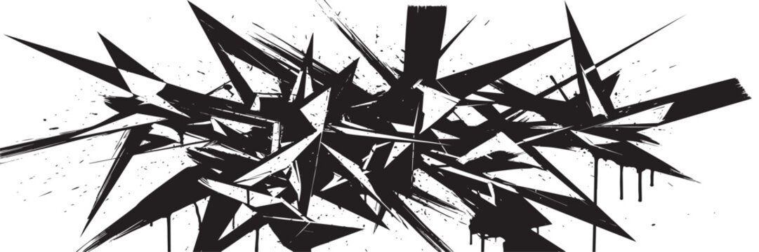 Abstract graffiti style geometric shapes isolated on white background