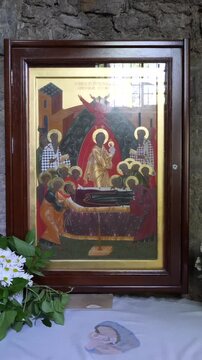 House of Virgin Mary Ephesus Turkey vertical travel video of sacred pilgrimage site - High quality vertical video showing the House of Virgin Mary in Ephesus near Selcuk Turkey. A peaceful and sacred 