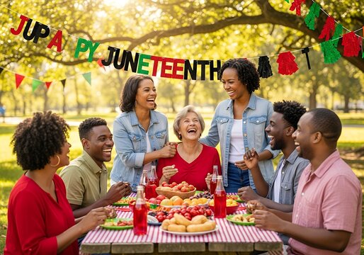 Juneteenth Celebration with Diverse Group of Friends