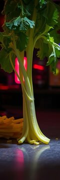 Celtuce stalks cascade, a tender crunch waiting,  ambient light,  raw