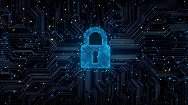 Digital lock on futuristic circuitry