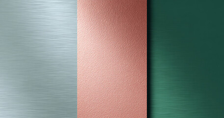 Fototapeta premium Metallic textured panels in three colors