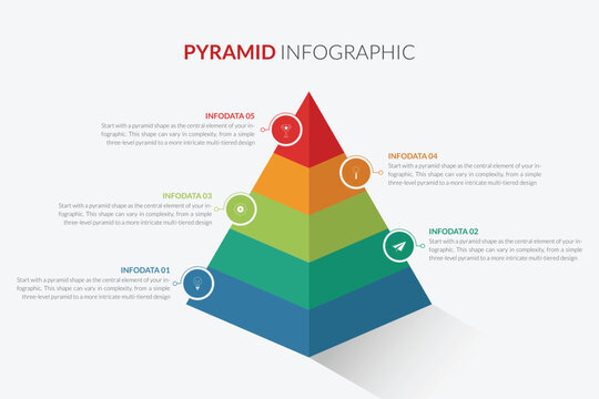 Colorful Pyramid Infographic with Multi-Tiered Structure, Visualizing Hierarchical Business Concepts