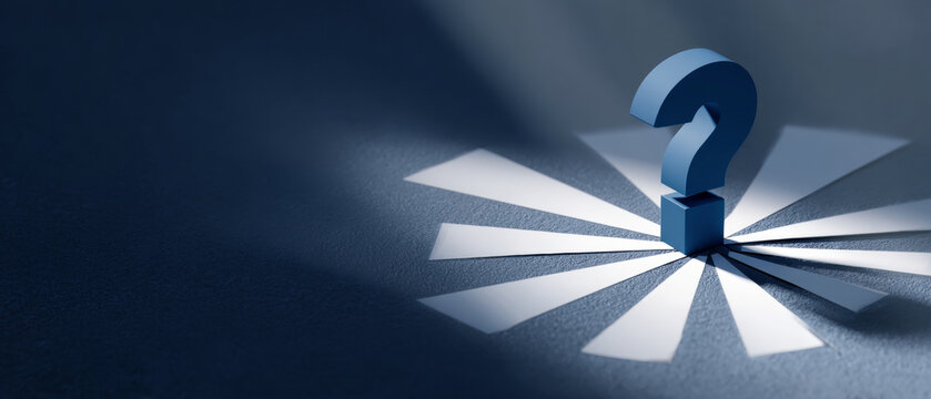 Blue question mark with spotlight effect