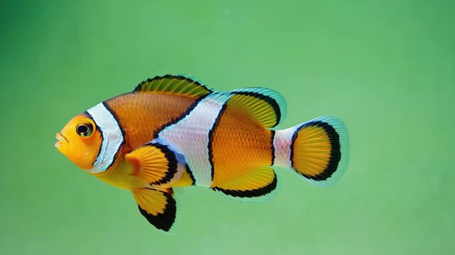 Stock Video of a Clownfish Swimming in Place with a Green Screen Background