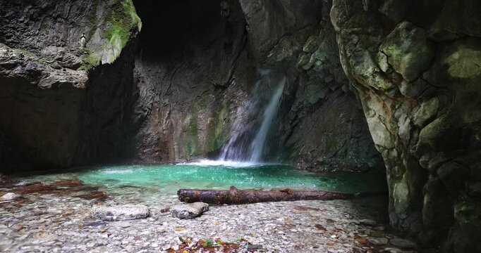 antastic landscape in an underground waterfall.