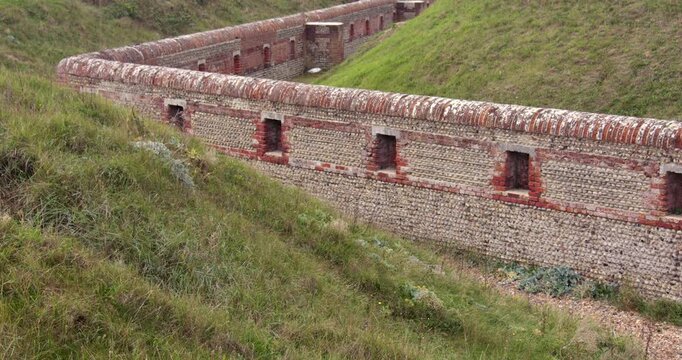 shot of the east side Defensive walls of Shoreham Fort,