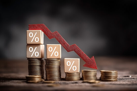 pile money coins saving trend decrease for concept investment mutual fund finance and business