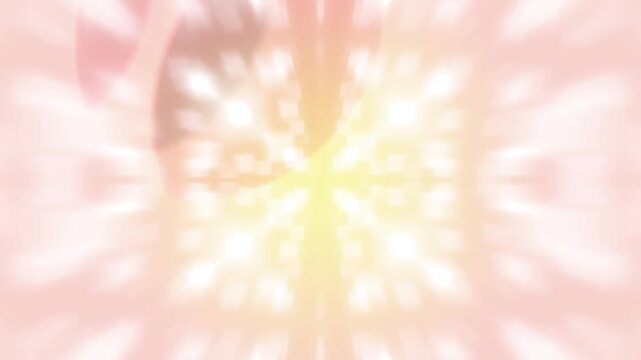 Soft abstract radial light burst with warm yellow and peach tones. Glowing center with smooth gradient and dreamy motion, ideal for background, wellness, and calm visuals.