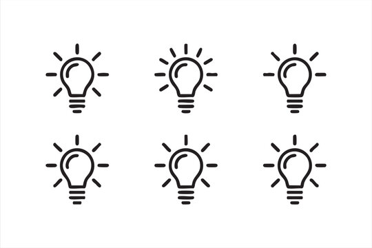 Creative idea icons, lightbulb thinking solution set for business and concept development