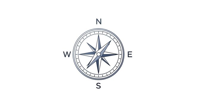Compass rose navigation symbol with north south east west directions transparent background