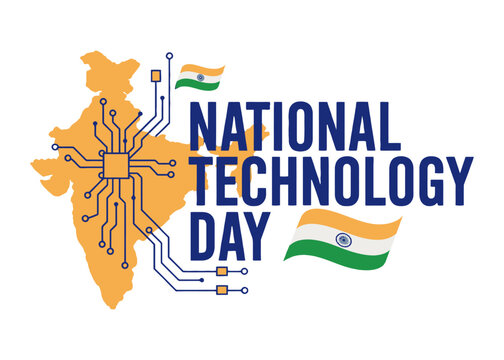 National Technology Day India &ndash; Circuit Map with Indian Flag Vector Illustration