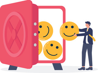 Naklejka premium Medical professional storing positive mental health in safe