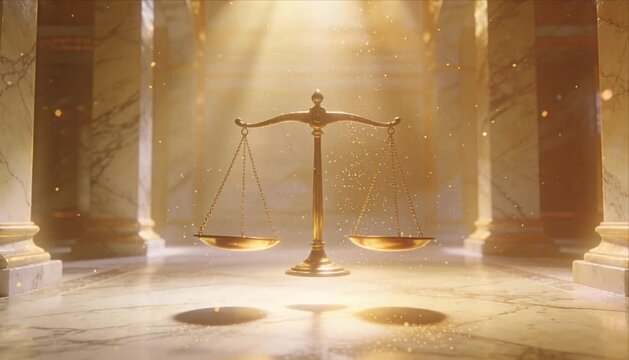 Zodiac justice balance harmony law equality fairness light marble hall symbolism concept hope golden balance scale spiritual light serene atmosphere fantasy sparkle elegant art illustration background