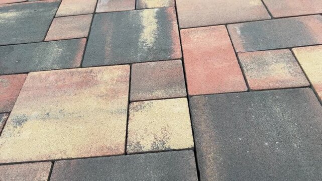 Paving stones laid out in a pattern on the ground