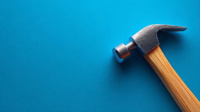 1st may labour day background with hammer on blue 3d illustration