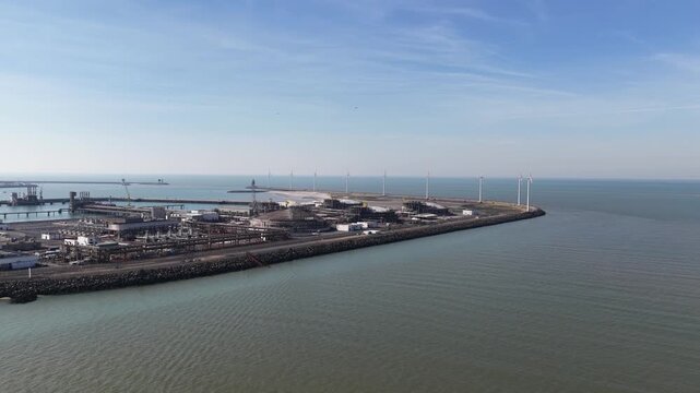 Aerial View of LNG Terminal Near Knokke Belgium