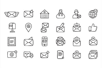 Fototapeta premium Digital communication icons, email message envelope inbox set for marketing and messaging