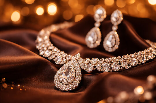 Luxury Indian Gold Jewellery Display with Diya Lights for Akshay Tritiya, Diwali Deepavali, Dhanteras, Navratri, Laxmi Poojan, Gudi Padwa, Ugadi, Karva Chauth, Pongal Makar Sankranti, Bridal Jewellery