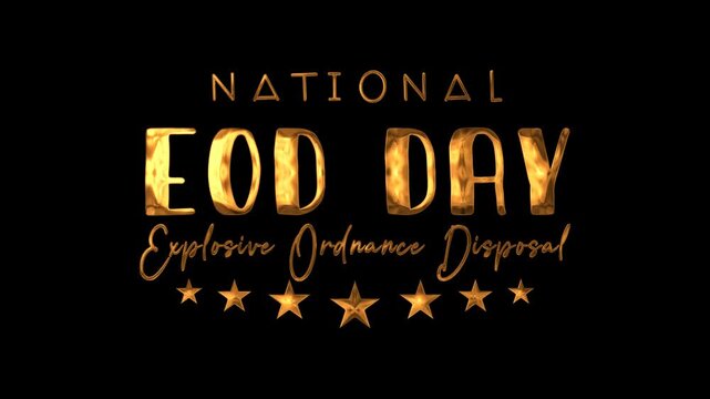 National eod day text animation in gold. Perfect for social media posts, event flyers, presentations, and design projects.