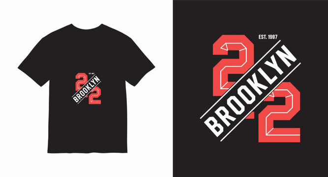 Brooklyn 22 t-shirt graphic with est 1987 detail and diagonal text.