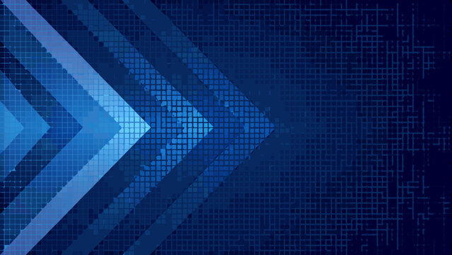 Abstract digital background with a dynamic arrow shape and flowing data streams
