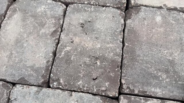 Stone paving blocks laid closely together outdoor
