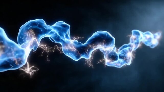 Electric Energy Stream: A mesmerizing visual of a dynamic electric energy stream. swirling and vibrant against a dark backdrop. The image captures the raw power and beauty of electricity.