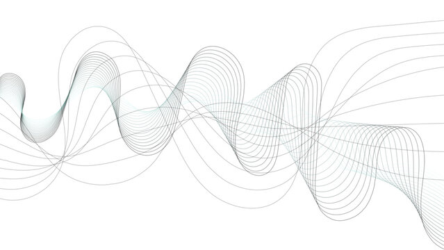 Gray and white abstract background with flowing particles. Digital future technology concept. 