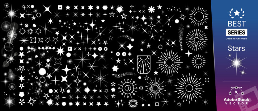BEST SERIES : Stars, bright, Glow light Vector Stock Illustration