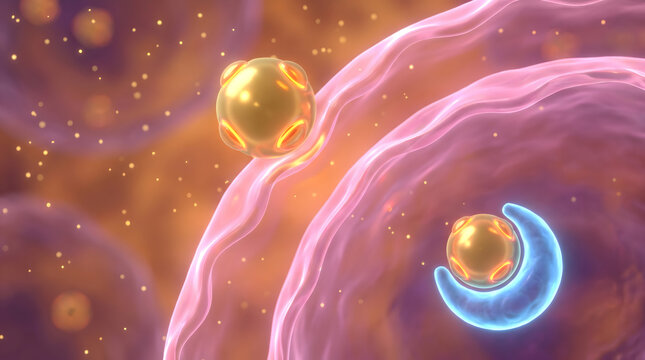 3D endocytosis receptor golden vesicle pink cell membrane transport biology science medical