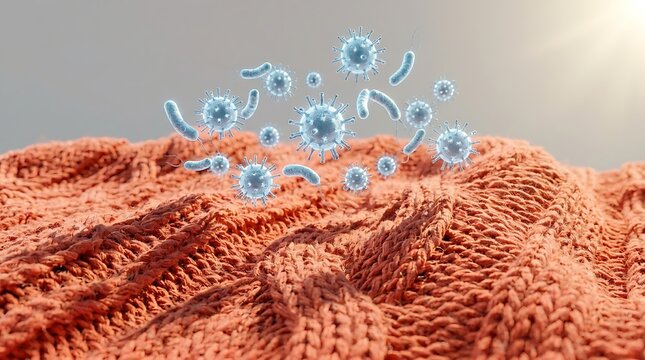 Ilustrasi Bakteri dan Virus Mengapung di Udara sebagai Representasi Infeksi dan Kesehatan