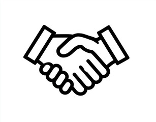 Obraz premium handshake icon vector illustration on white background, simple design, minimalistic style, monochrome outline. the concept of an un formal handshake symbolizing business or personalited packed partner