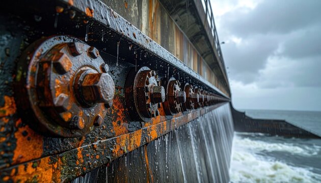 Rusty metal structure seaside