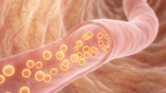 3D Blood Vessel Cross Section Orange Lipid Droplet Chylomicron Cholesterol Biology Anatomy Research