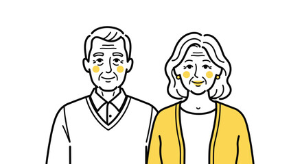 Fototapeta premium Smiling elderly couple standing together as a happy vector illustration design on white background
