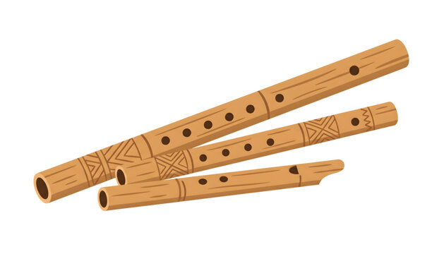 traditional papua new guinea bamboo flutes vector illustration on transparent background